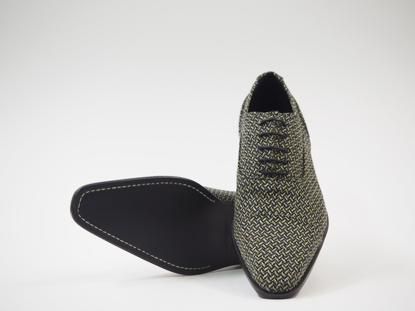 Black & Gold Wool Men's Dress Shoes + Belt