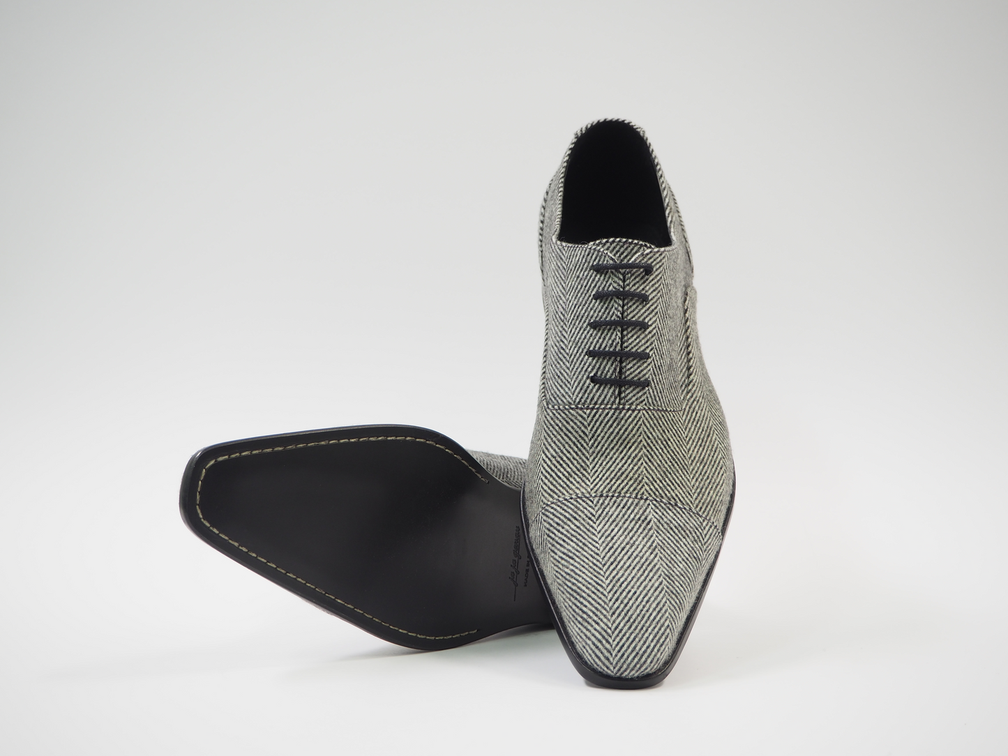 Gray & Black Herringbone Men's Dress Shoes + Belt