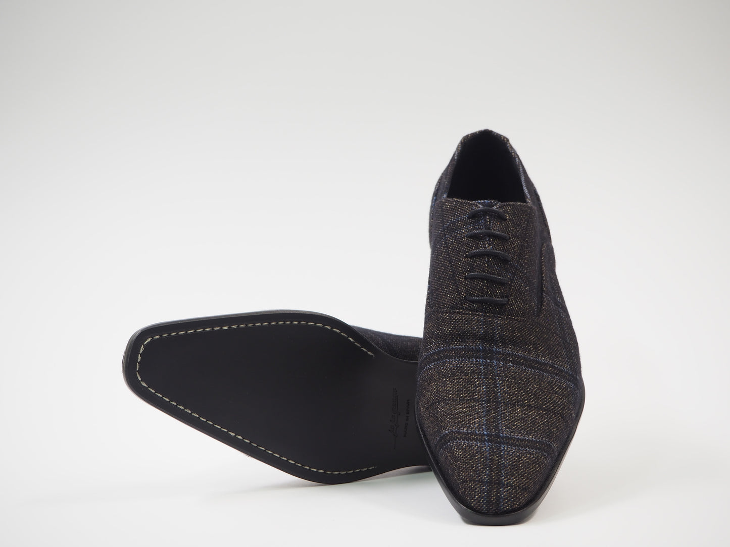 Brown & Blue Tartan Men's Dress Shoes + Belt