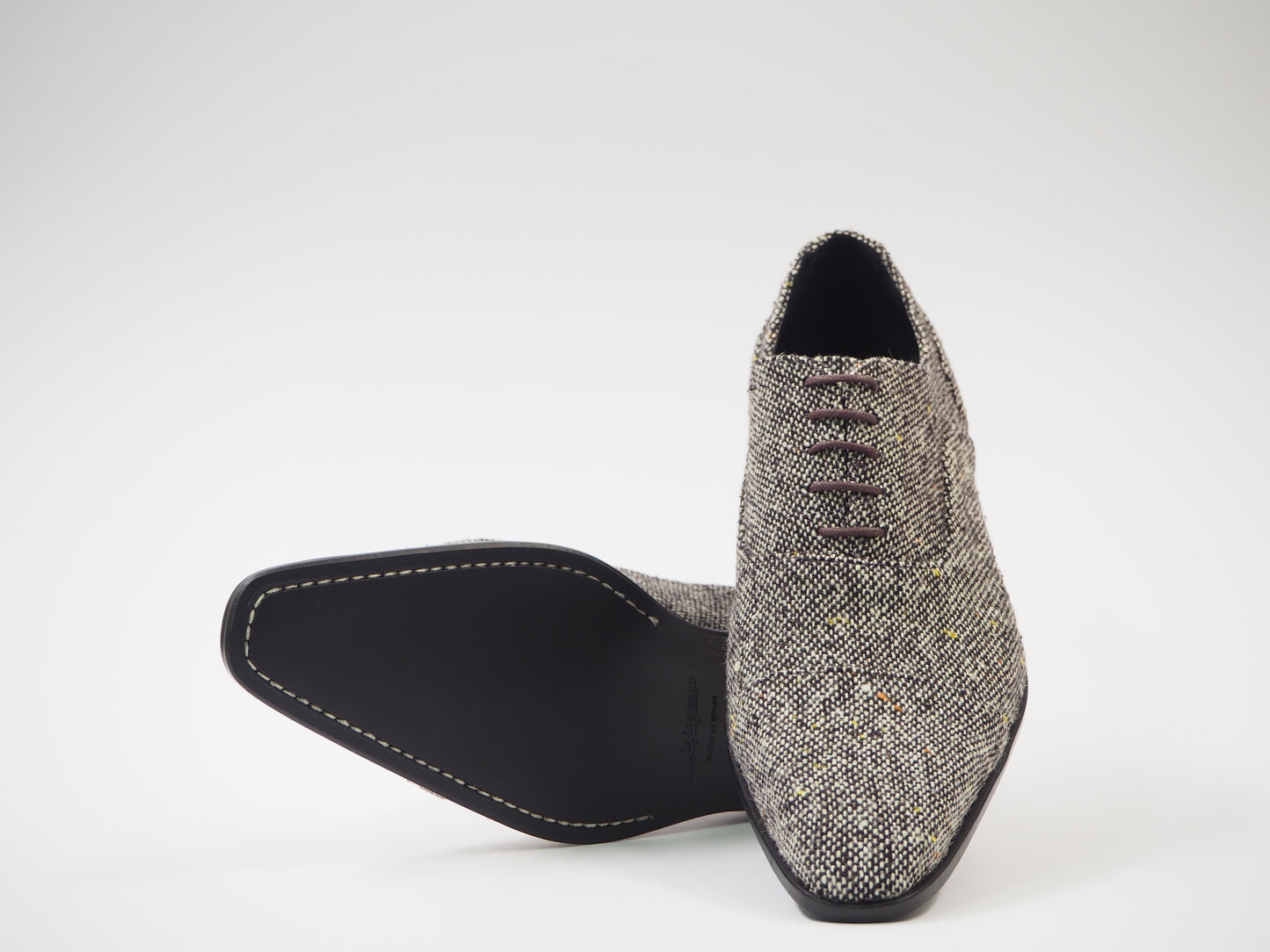 Brown & White Tweed Men's Dress Shoes