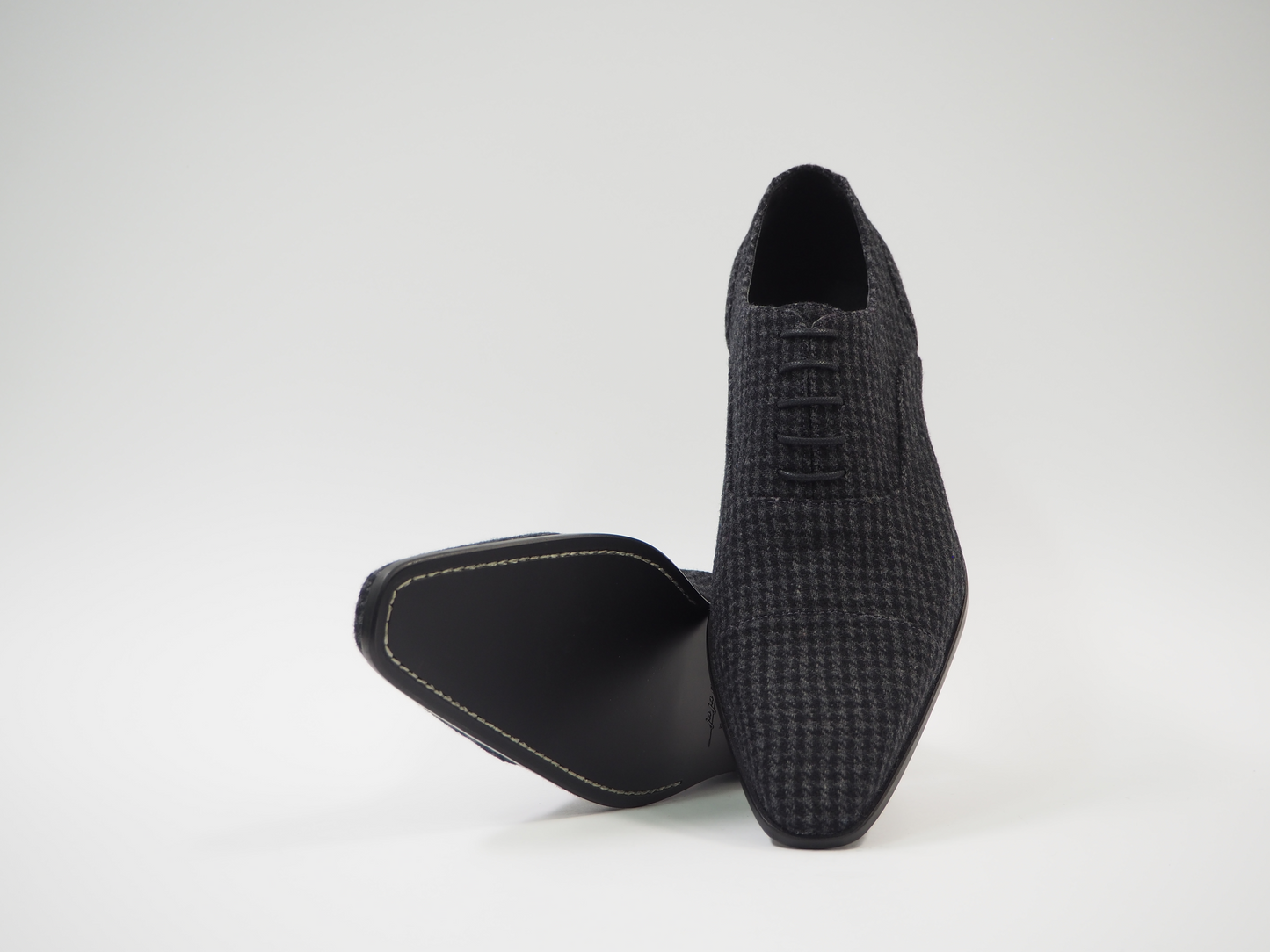 Gray & Black Tweed Men's Dress Shoes + Belt