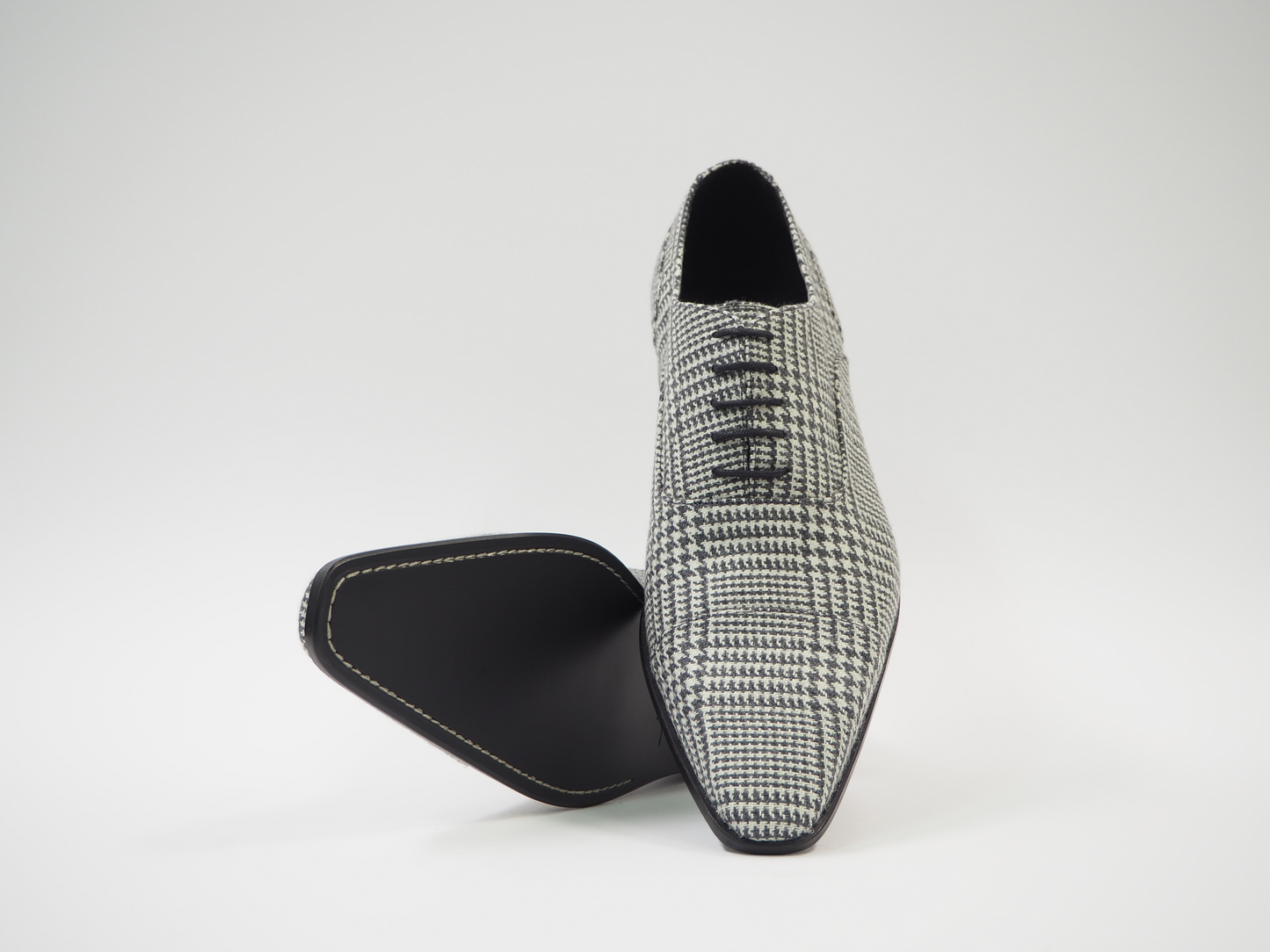 Gray & White Tweed Men's Dress Shoes + Belt