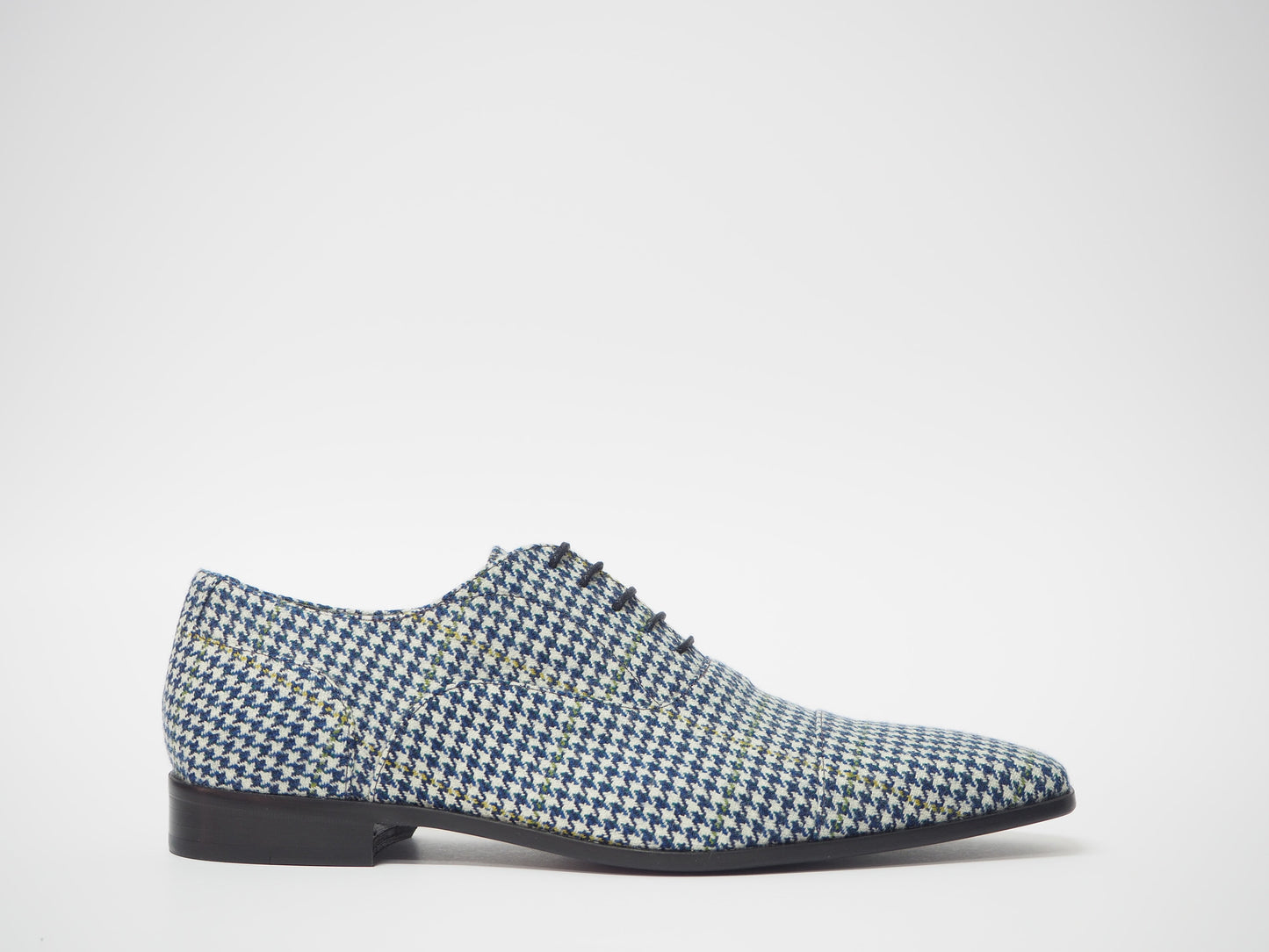 Blue & White Tweed Men's Dress Shoes + Belt