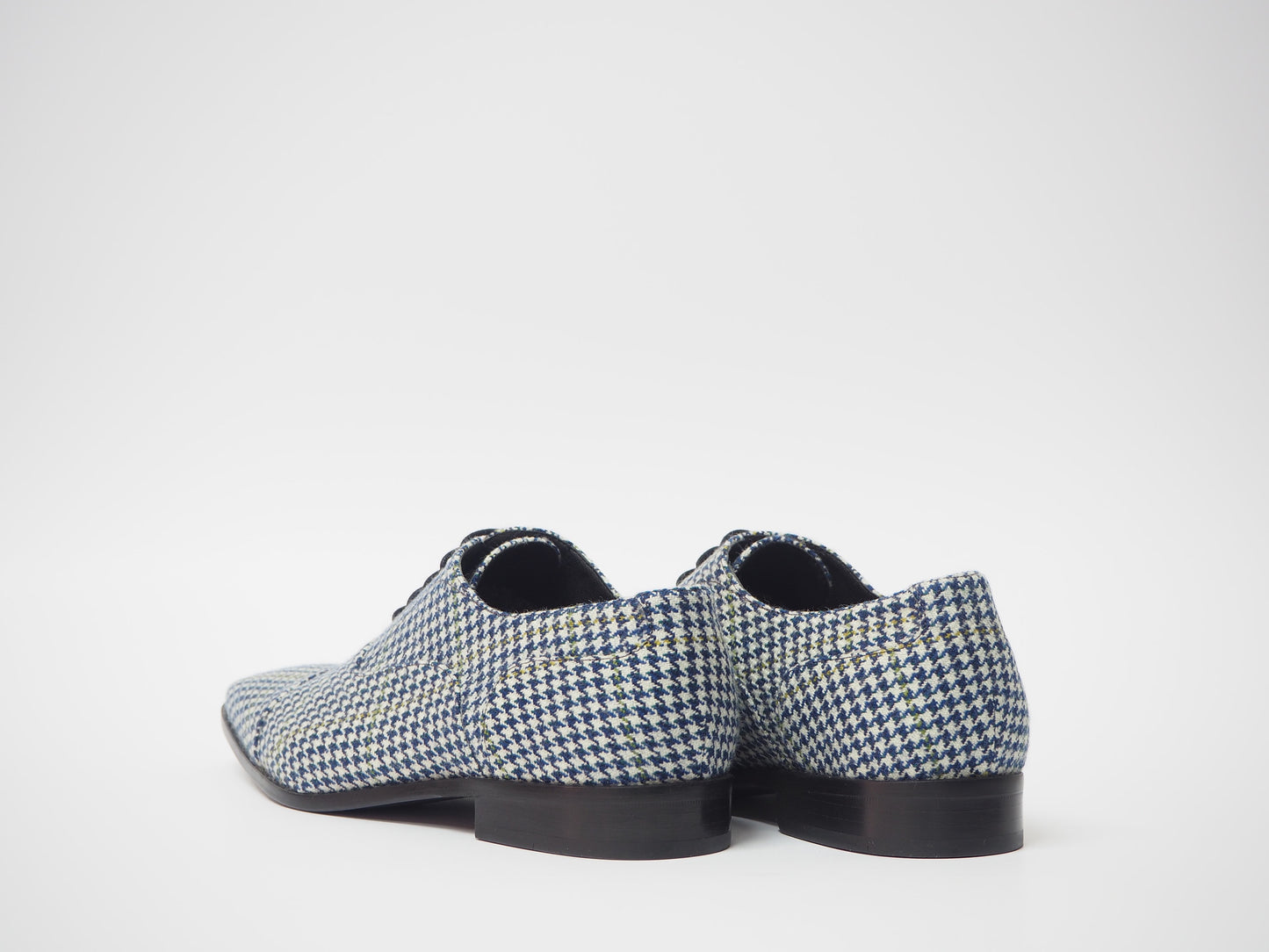 Blue & White Tweed Men's Dress Shoes + Belt