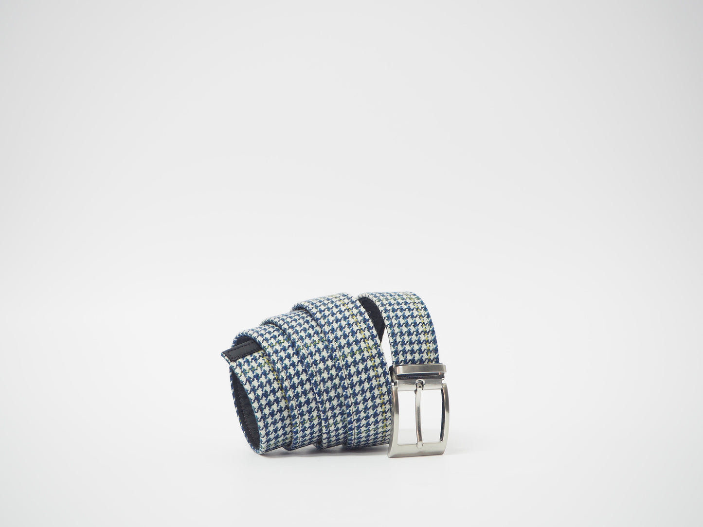 Blue & White Tweed Men's Dress Shoes + Belt