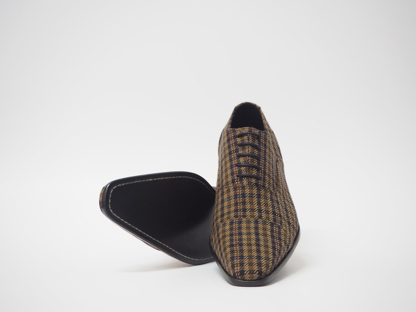 Blue & Brown Tweed Men's Dress Shoes + Belt