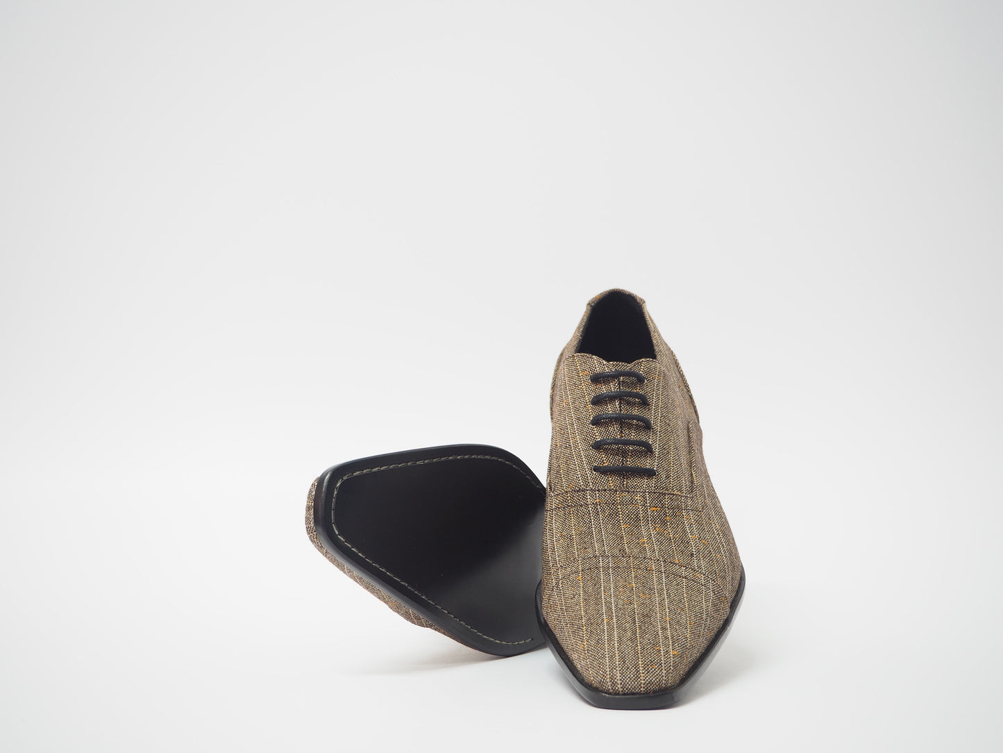 Brown Pinstripe Men's Dress Shoes + Belt