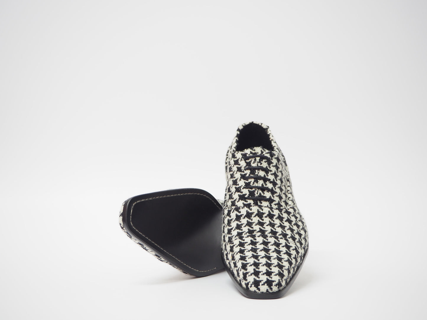 Black & White Tweed Men's Dress Shoes + Belt