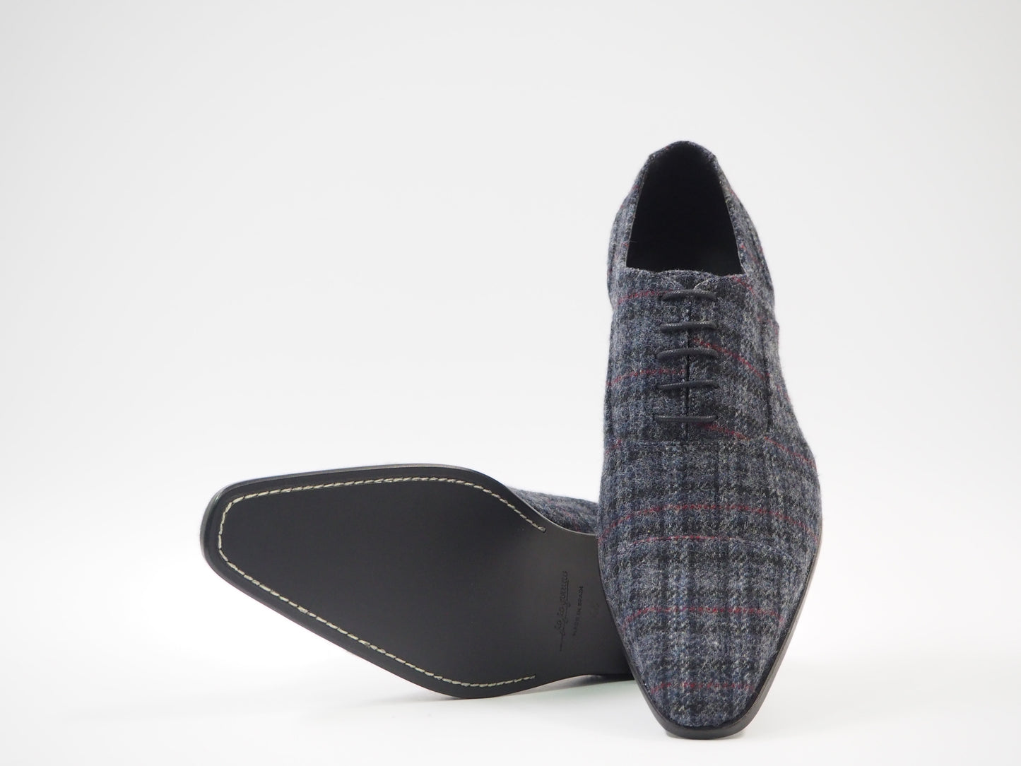 Black & Gray Tartan Men's Dress Shoes + Belt