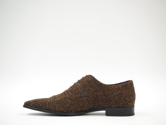 Rustic Brown Tweed Men's Dress Shoes + Belt