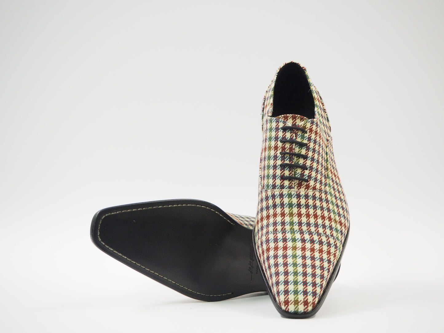 Multicolor Tweed Men's Dress Shoes + Belt