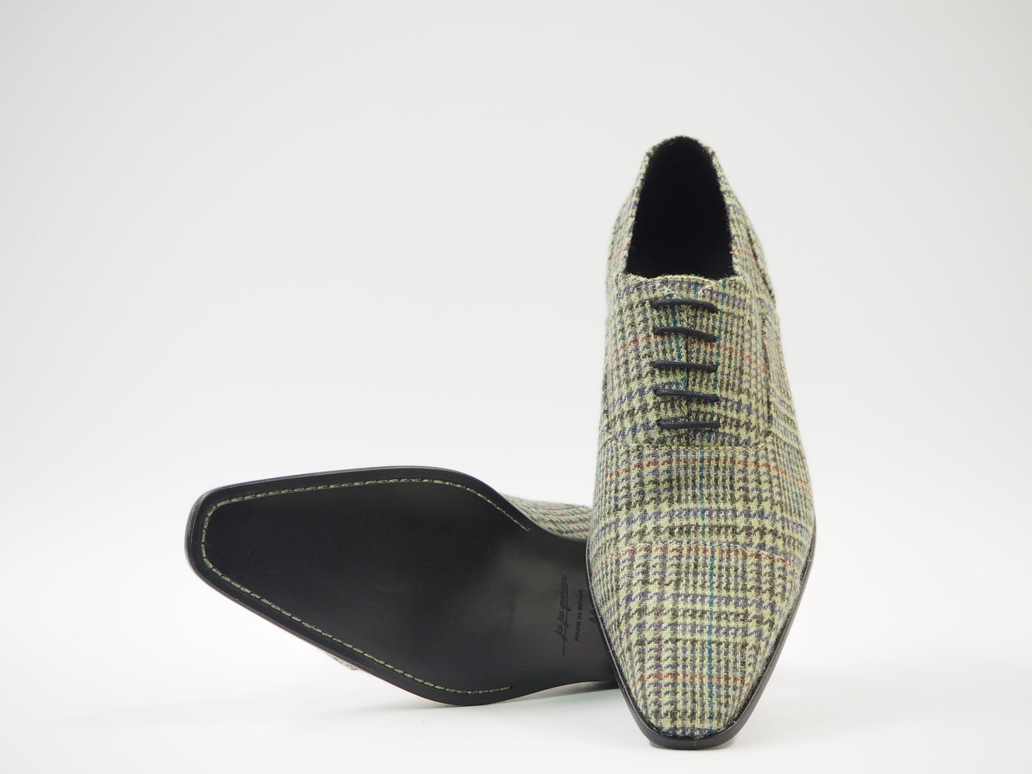 Multicolor Wool Tweed Men's Dress Shoes + Belt