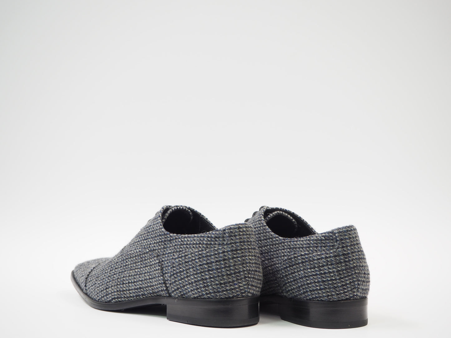 Blue & Gray Tweed Men's Dress Shoes + Belt