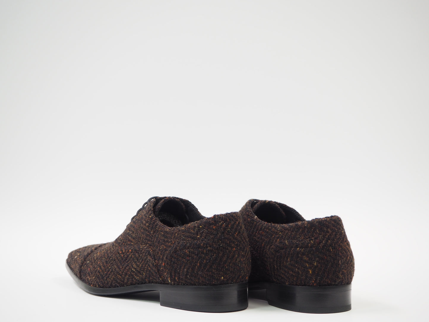 Brown & Black Herringbone Men's Dress Shoes + Belt