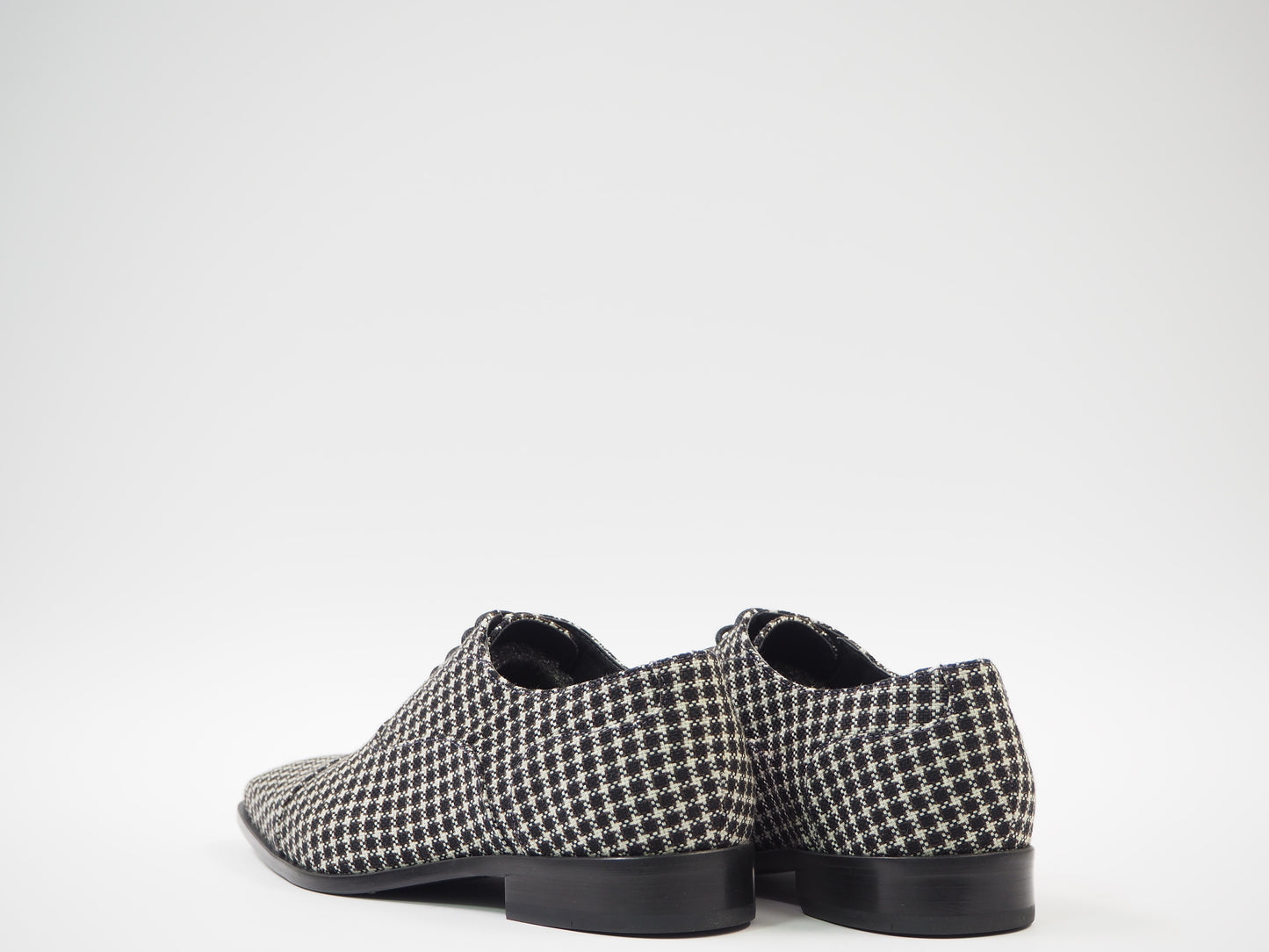 White & Black Tweed Men's Dress Shoes + Belt