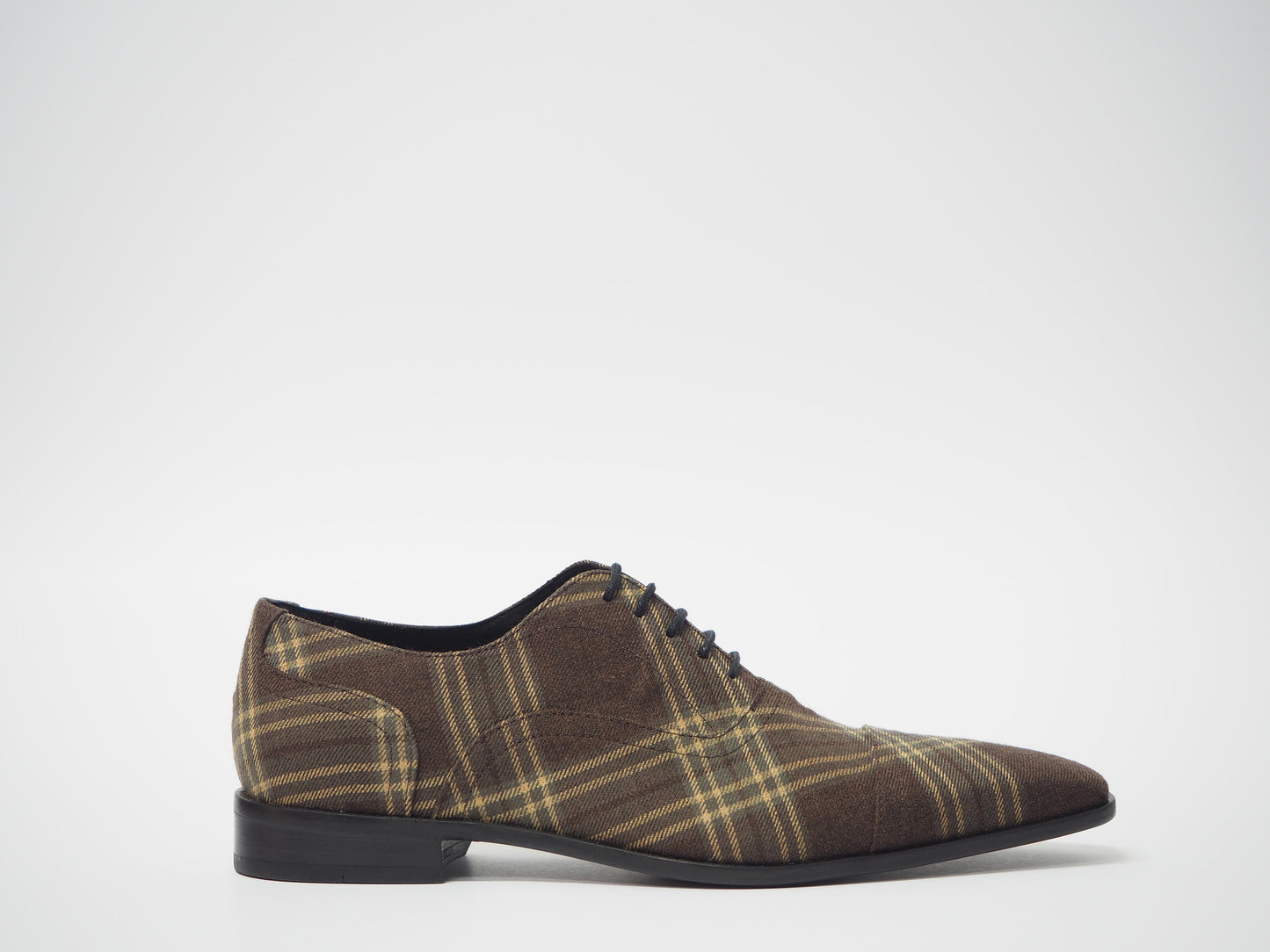 Yellow & Brown Tartan Men's Dress Shoes + Belt