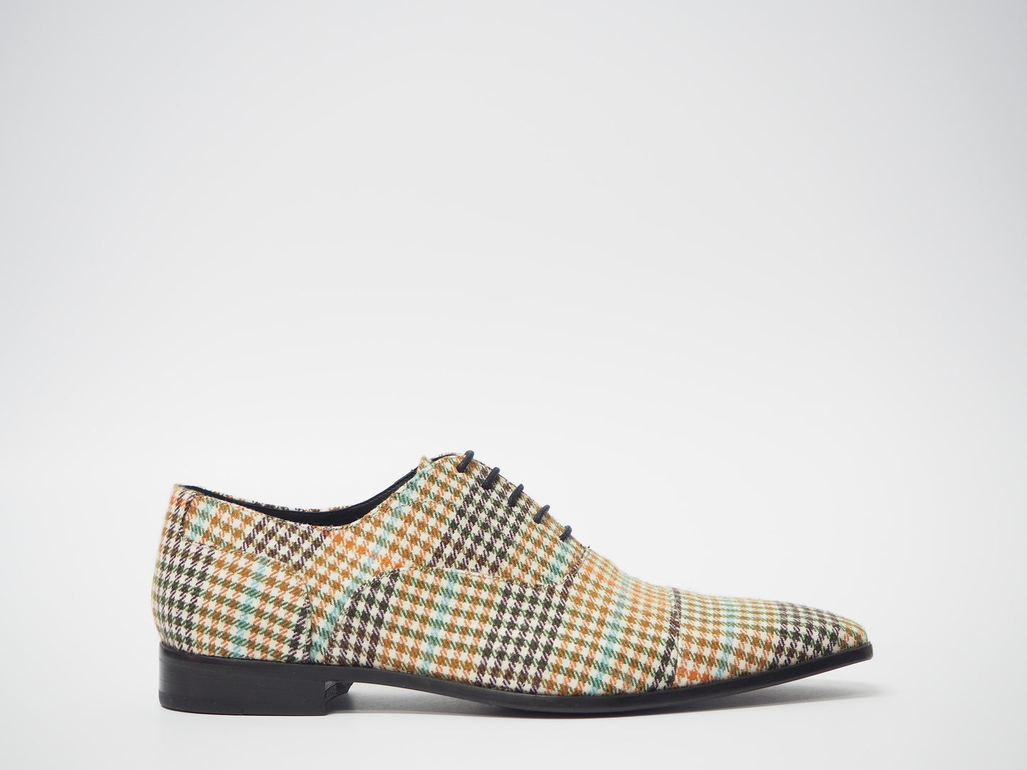 Orange & Brown Tartan Men's Dress Shoes + Belt