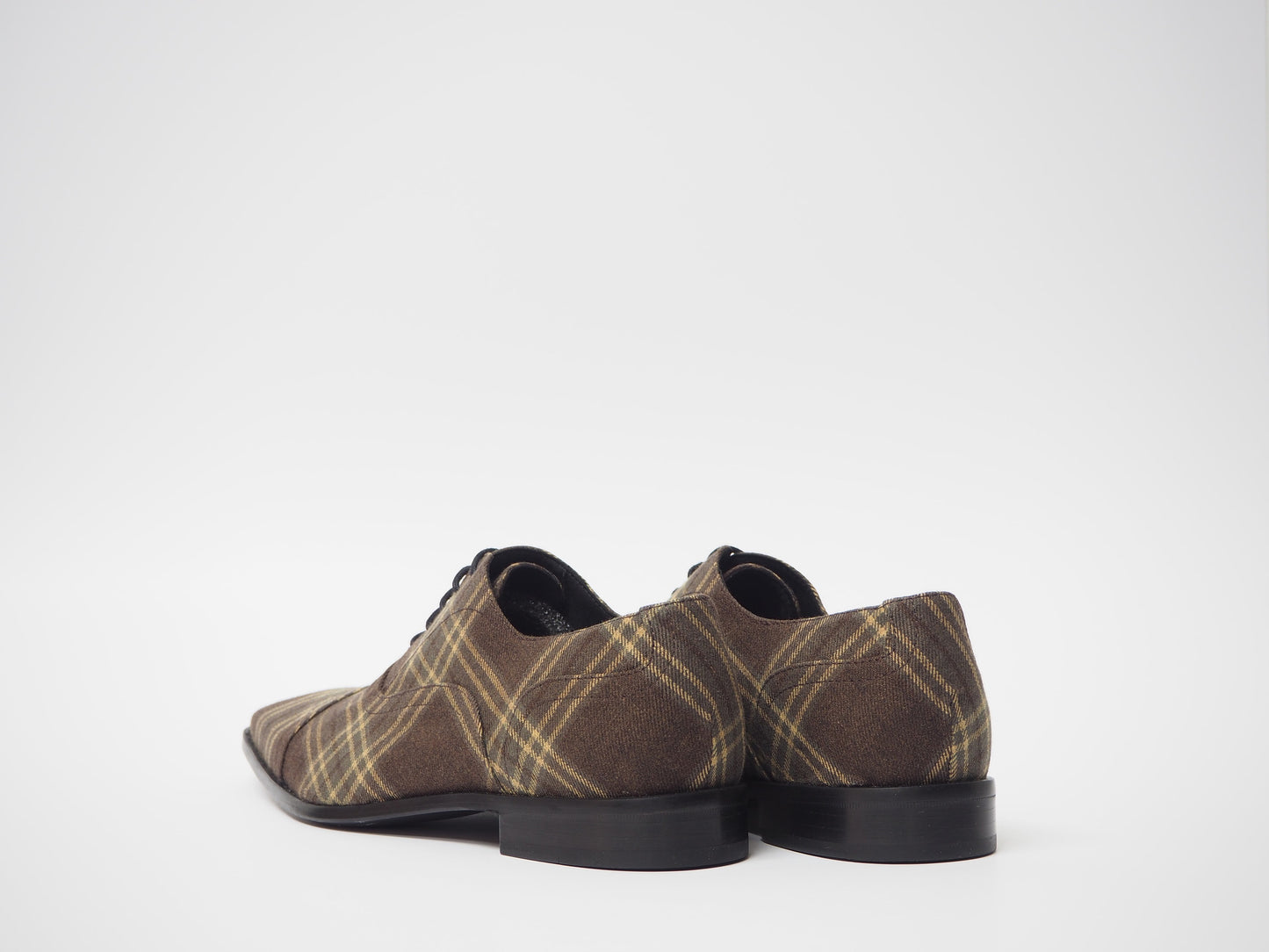 Yellow & Brown Tartan Men's Dress Shoes + Belt