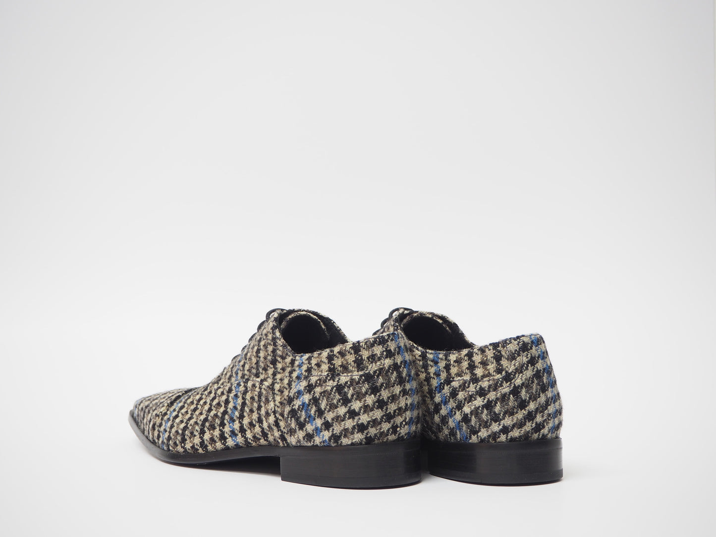 Gray & Black Tartan Men's Dress Shoes + Belt