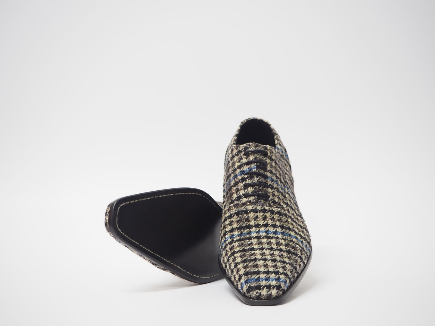 Gray & Black Tartan Men's Dress Shoes + Belt