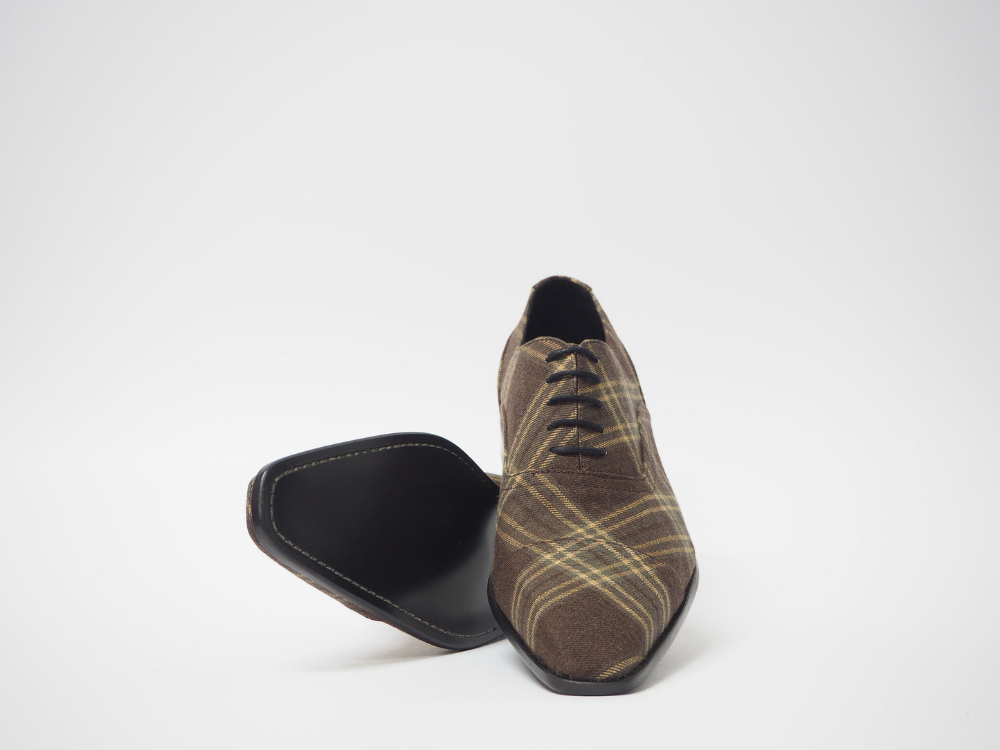 Yellow & Brown Tartan Men's Dress Shoes + Belt