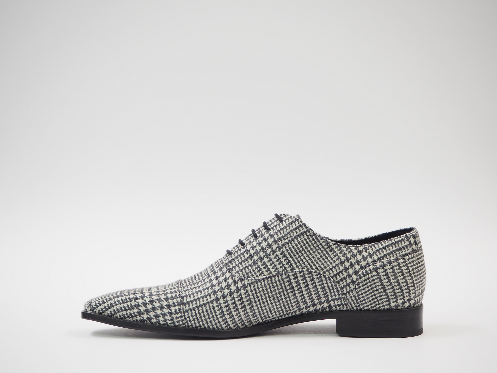 Size 45 - Gray & White Houndstooth Oxford + Belt