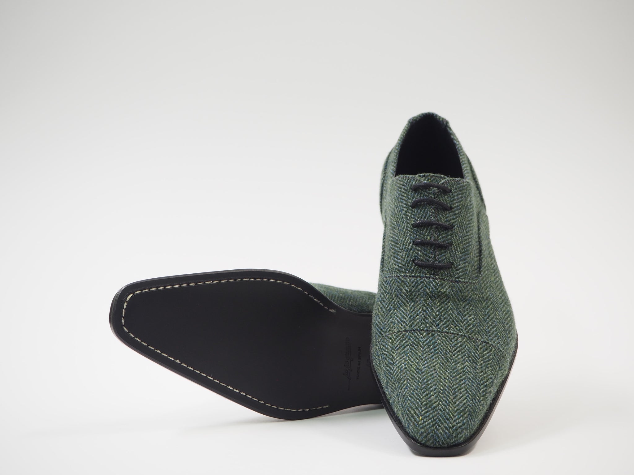 Size 43 - Turquoise & Green Herringbone Oxford + Belt