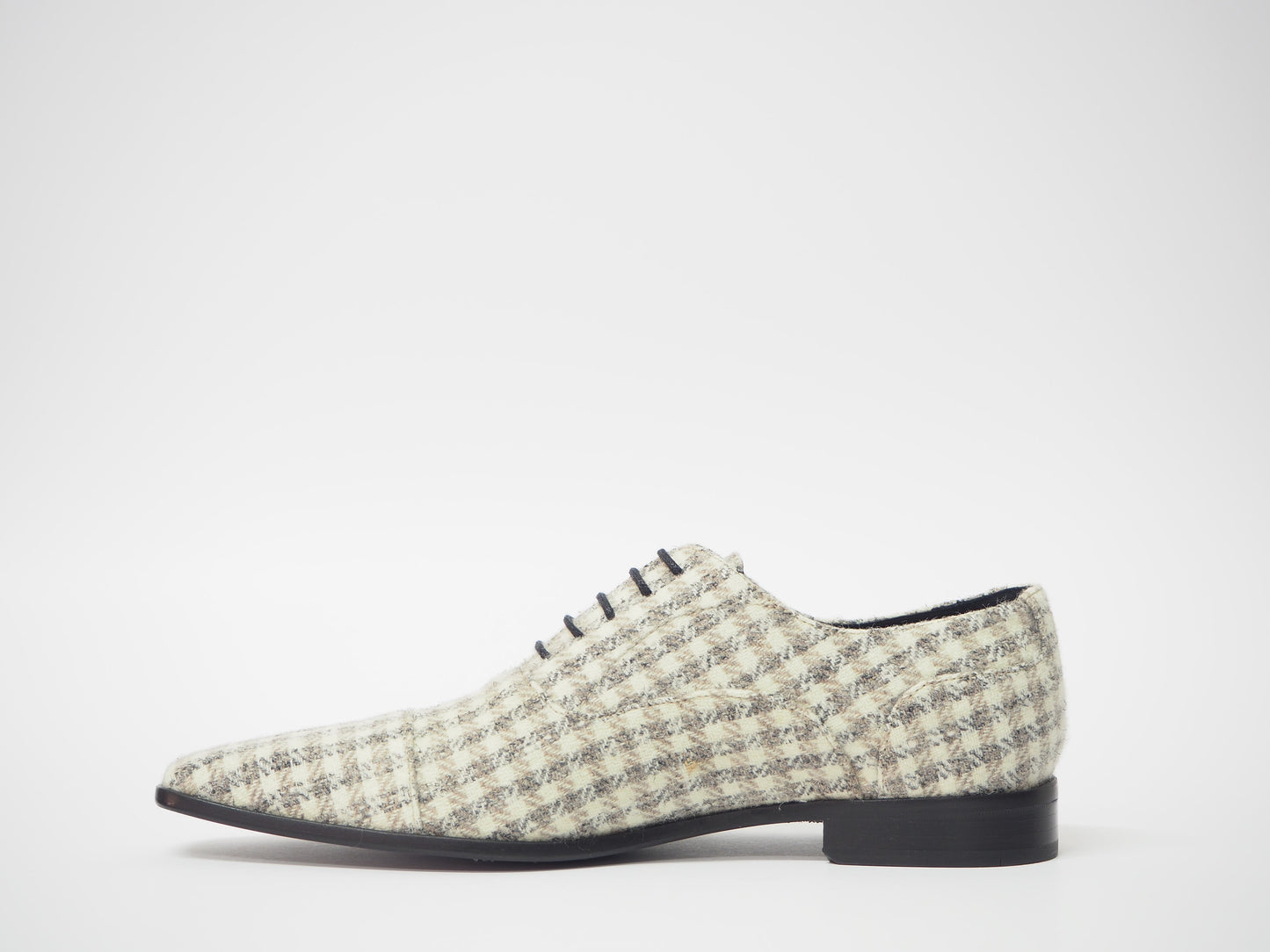 dress shoes off white Ivory Matte Shoe tie affairs Gray & Off-White Tartan Men's