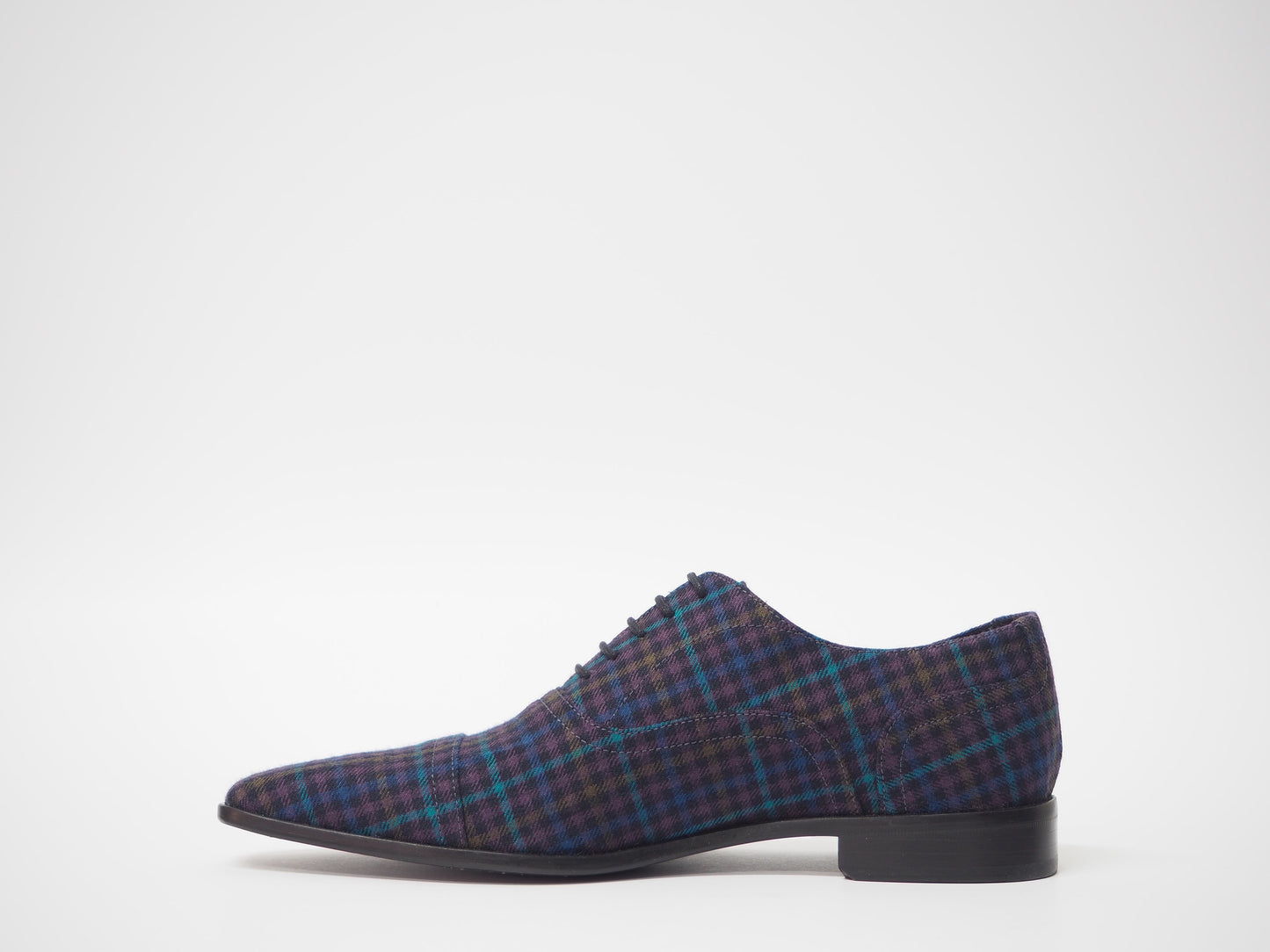 Blue Multicolor Tartan Men's Dress Shoes + Belt