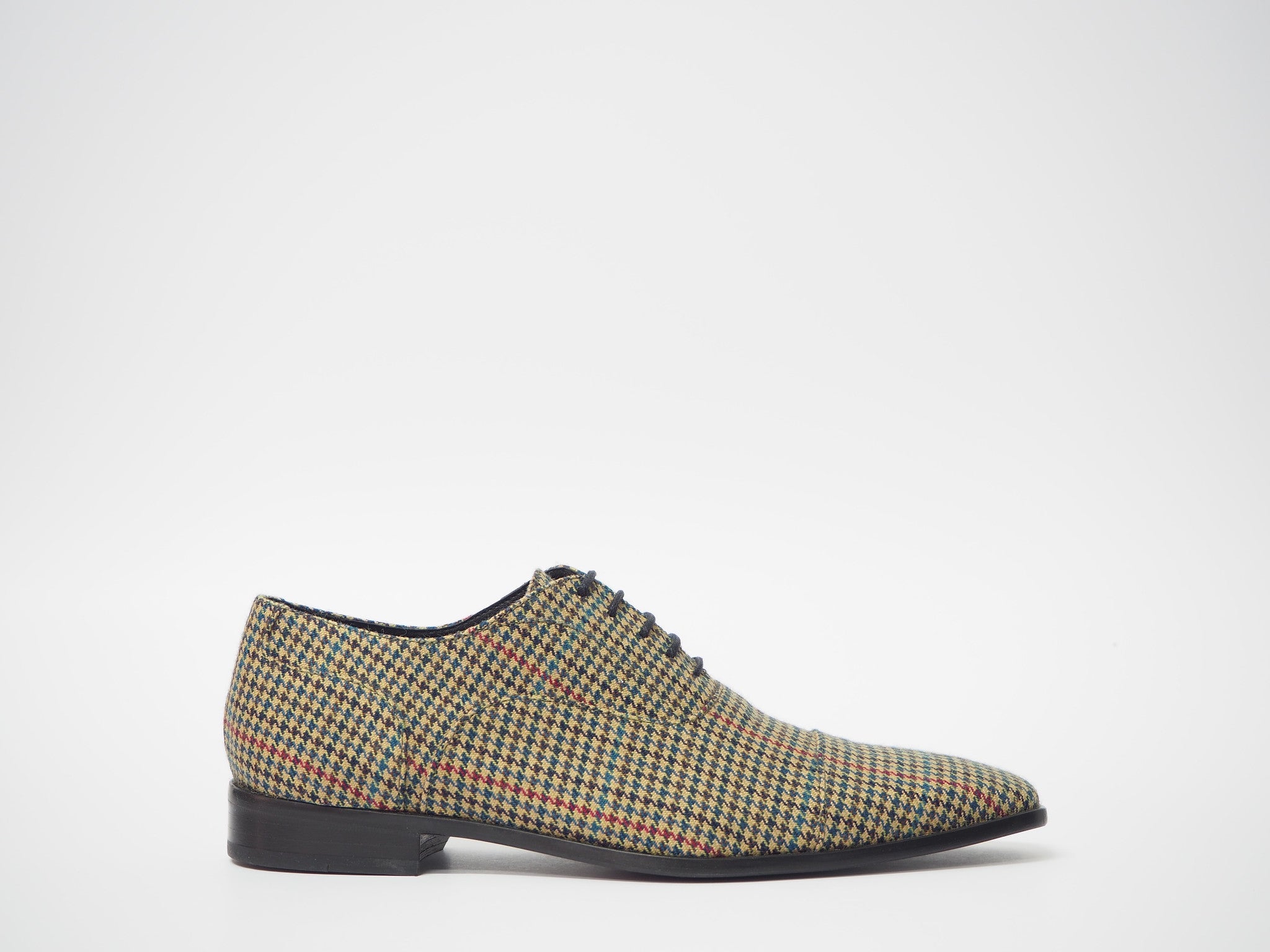 Size 41- Olive-Red Pied de Poule Oxford + Belt