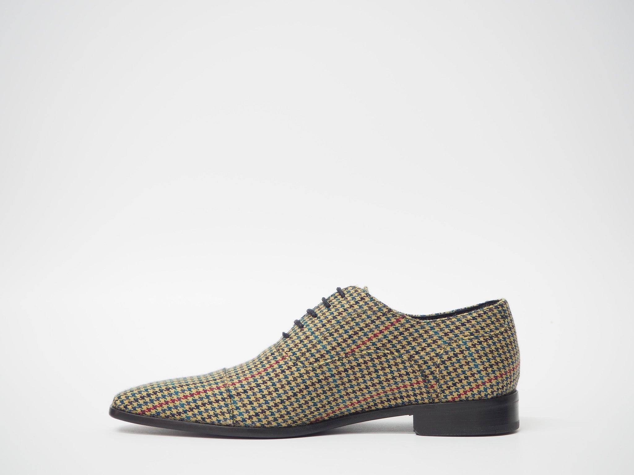 Size 41- Olive-Red Pied de Poule Oxford + Belt