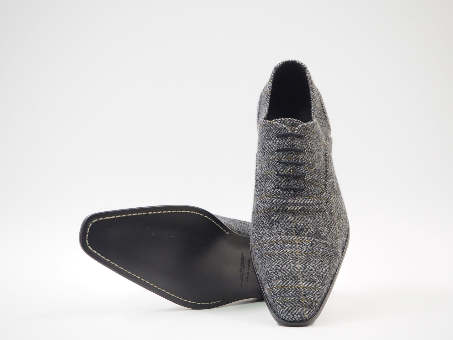 Classical Gray Tweed Men's Dress Shoes + Belt